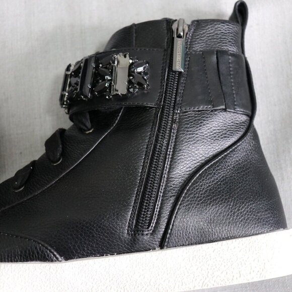 Karl Lagerfeld Hi Top Leather Sneakers Mens 10 Zip Up Black FLASH SALE - Picture 6 of 16
